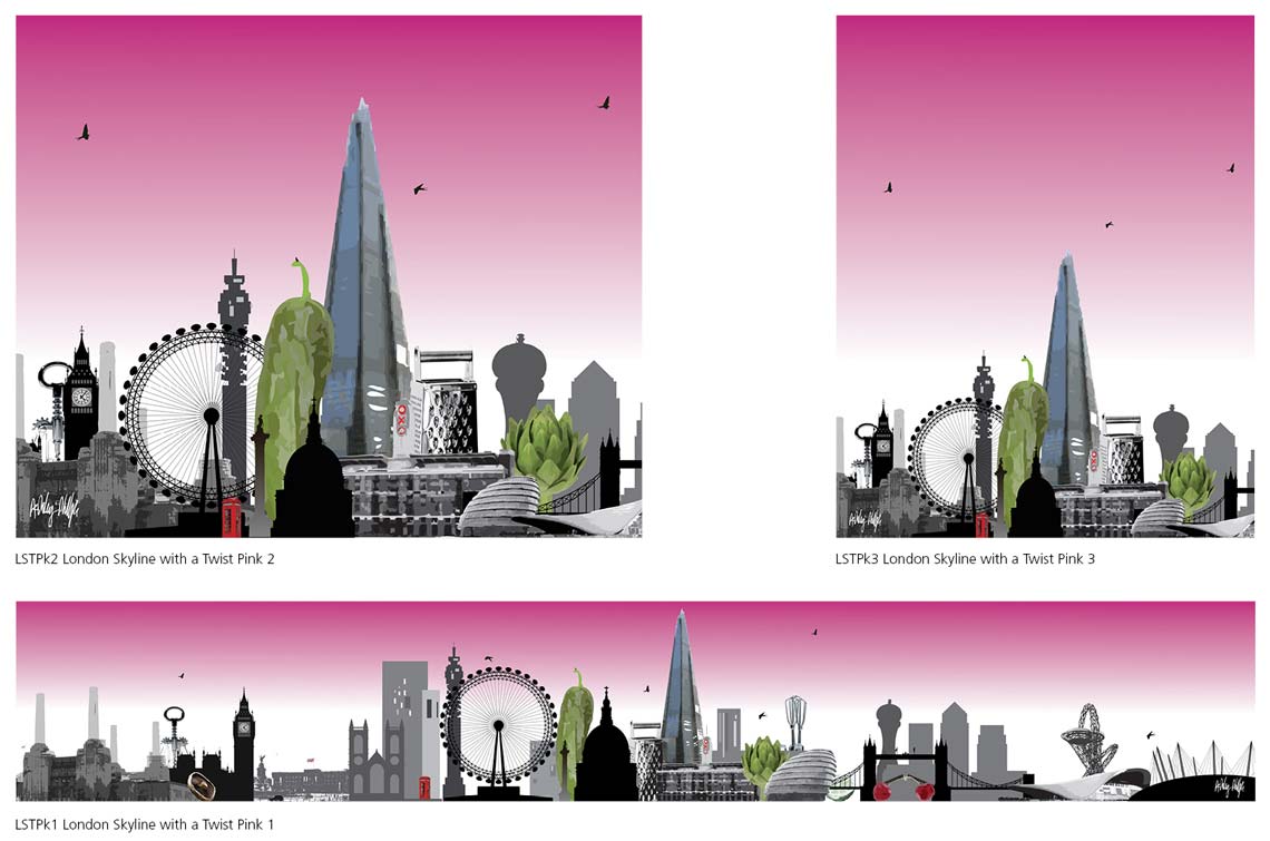 The London Skyline with a Twist Printed on Glass